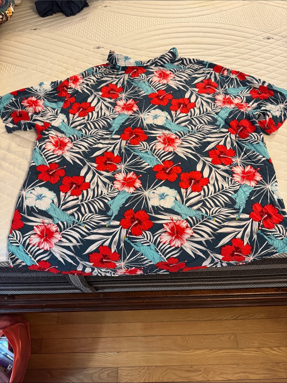 Fifth Sun Navy Button-Down Shirt with Red & Teal Floral Print - Picture 4 of 4